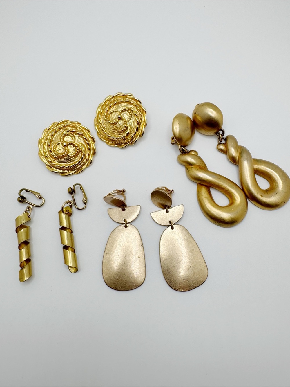 Vintage Gold-Tone Clip-on Earring Bundle - Iconic 80’s Boho